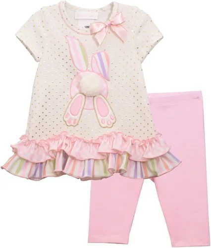Vista 3 de Bonnie Jean Conjunto capri con dobladillo de huevo de Pascua para niñas