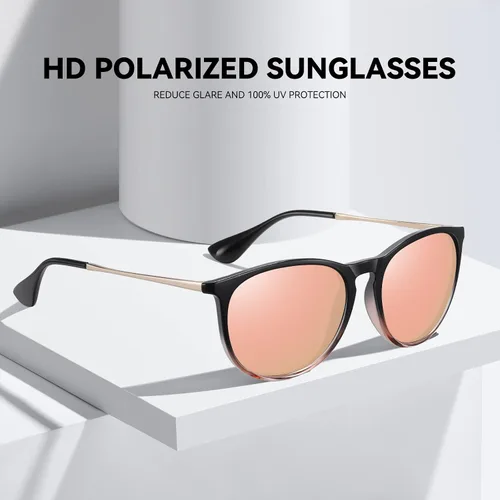 Vista 6 de Fozono Gafas de sol polarizadas redondas retro para mujer, gafas de sol vintage con protección UV