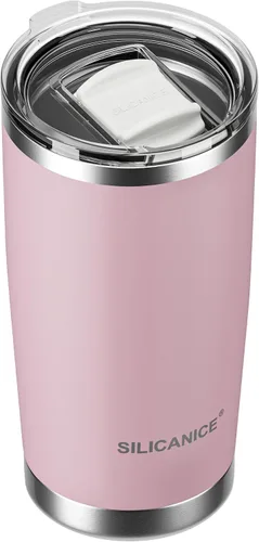 Vista 15 de Vaso higiénico aislado al vacío de acero inoxidable de 20 onzas con tapa fácil de poner y quitar – Deslizador extraíble, taza de viaje de doble