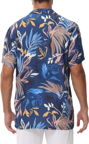 Vista 2 de MCEDAR Hawaiian Shirt for Men Regular Fit Short Sleeve Button Down Summer Beach Tropical Aloha Shirts S-3XL
