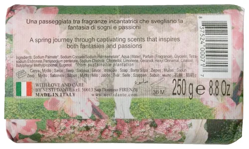 Vista 2 de Saponeria Nesti Firenze: Jabón natural perfumado "Giardino Fiorito", línea "Emozioni in Toscana", paquetes de 8.8 onzas (8.82 oz) (paquete de 3)