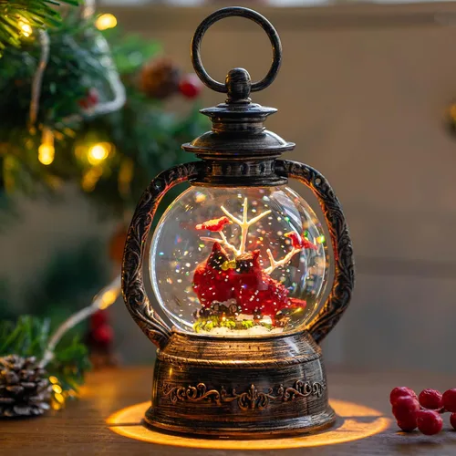 Vista 29 de Linterna de globo de nieve de Navidad, ángel brillante con paloma, forro USB/funciona con pilas, linterna iluminada para decoración de festivales