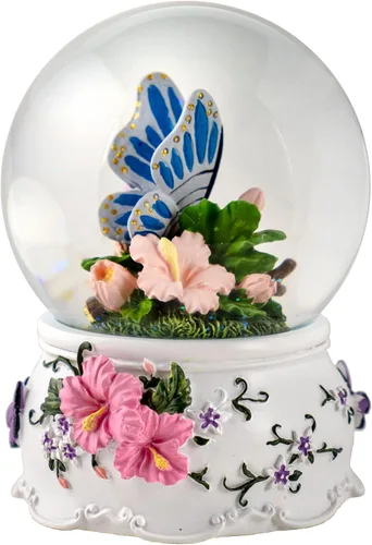 Vista 3 de Caja de música de San Francisco mariposa con flores globo musical de agua