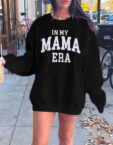 Vista 3 de Sudadera de club de madres sobreestimuladas para mujer sudaderas con cuello redondo para mamá, camisetas de gran
