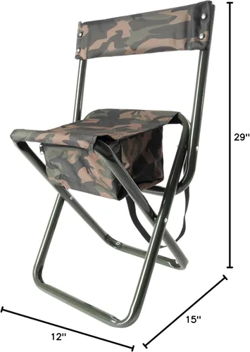 Vista 2 de Rothco Taburete plegable de lujo con respaldo y bolsa - Asiento portátil para aventuras al aire libre Camuflaje del bosque