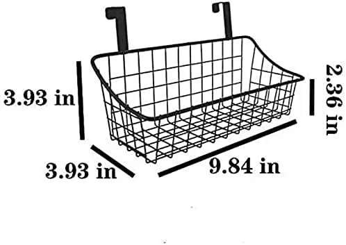 Vista 3 de Cesta de almacenamiento de alambre para colgar en la pared, sin perforación, con adhesivo para cocina, baño, dormitorio, 2 unidades, color negro