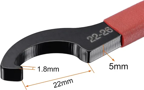 Vista 2 de uxcell Llave inglesa de gancho C portabrocas para tuerca redonda de 0.866-1.024 in, con mango antideslizante rojo
