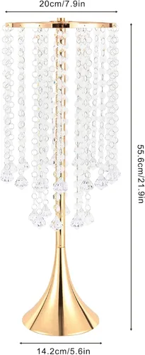 Vista 4 de 2 centros de mesa de boda para mesas, jarrones de 21.6 pulgadas de alto para centros de mesa de metal dorado para decoración de mesa para boda