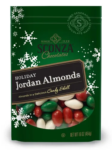 Vista 6 de Sconza Almendras Jordan Almendras de California con revestimiento de caramelo blanco Dulces de boda, bebé, despedida de soltera Fabricado