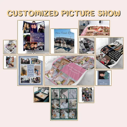 Vista 6 de Manta personalizada para mascotas con foto y nombre, manta de texto con imagen personalizada para Año Nuevo, cumpleaños, novio, papá, mamá, amigos