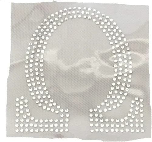 Vista 9 de Letras griegas, 4 pulgadas de alto, diamantes de imitación, transferencia termoadhesiva (alfa)