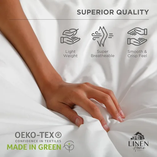 Vista 6 de Sábanas de 100% algodón percal, tamaño individual, 1 sábana encimera, ropa de cama fresca, resistente y transpirable, celeste