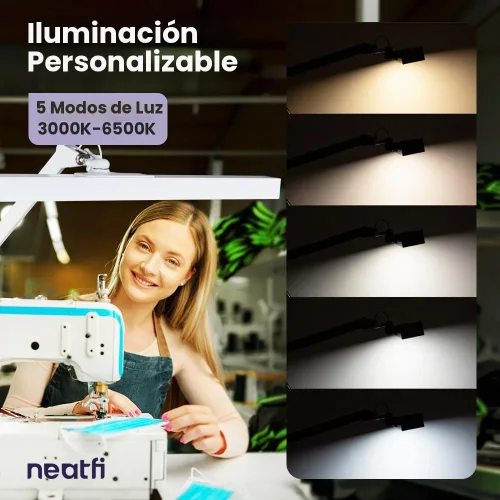 Vista 4 de Neatfi Lámpara de escritorio ultra LED de 3,000 lúmenes con abrazadera, luz de monitor regulable de 30 W, 5 niveles de brillo y 5 modos de luz Blanco