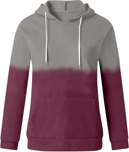 Vista 2 de Sudadera de manga larga con cuello redondo para mujer, estilo casual, holgada, con cordón, cómoda, de manga larga