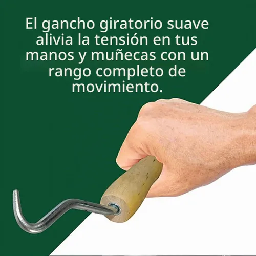 Vista 4 de WOLF - Herramienta manual para atar atar con gancho de acero giratorio suave y mango de madera contorneada, 7 pulgadas, torcedor de alambre