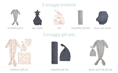Vista 8 de aden + anais Snuggle - Set de regalo para recién nacido con vestido de bebé anudado, manta para envolver, sombrero infantil y babero bandana, 0-3