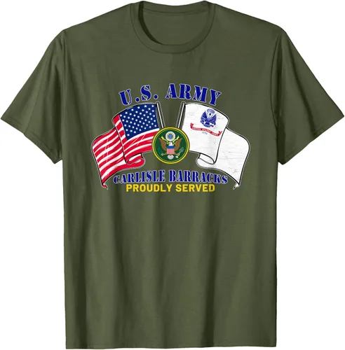 Vista 7 de Carlisle Barracks Pennsylvania Pa Army Base Camiseta con bandera estadounidense, Negro