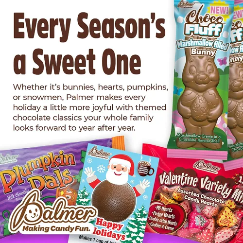 Vista 3 de Palmer Crisp Kringle, caramelo de chocolate con leche doble crujiente, piezas de Navidad envueltas individualmente, haciendo que los dulces sean