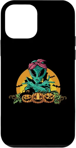 Vista 12 de iPhone 13 Pro Alien Peace Sign Halloween Costume Pumpkin Men Women Kids Case