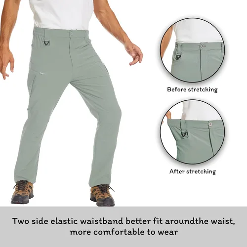 Vista 7 de Pantalones tácticos para hombre, resistentes al agua, pantalones de senderismo al aire libre, pantalones de trabajo ligeros Ripstop, 8 bolsillos