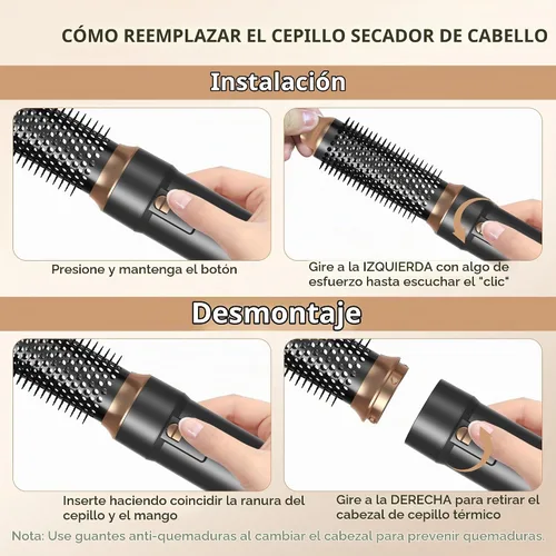 Vista 7 de 6 en un cepillo secador de soplado, rizador de aire redondo cepillo secador de soplado 800W