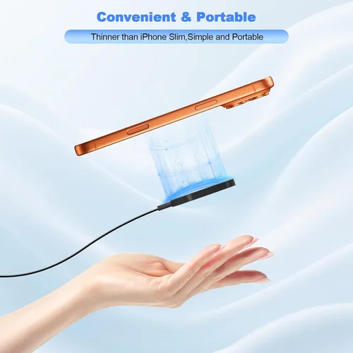 Vista 4 de Cargador inalámbrico magnético para iPhone 17 16, paquete de 2 cargadores inalámbricos de 6 pies de carga rápida y segura con bloque de carga USB C