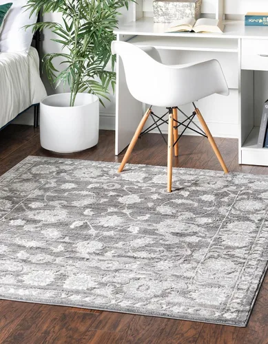 Vista 46 de Unique Loom Boston Collection - Alfombra rectangular de 2 x 3 pies y 1 pulgada, color azul y marfil