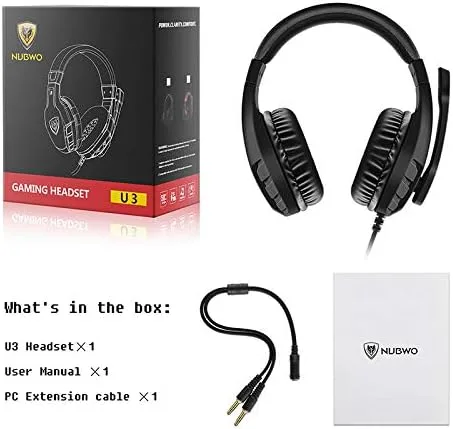 Vista 5 de NUBWO U3 35mm Gaming Headset for PC PS4 PS5 Laptop Xbox One Mac iPad Nintendo Switch Games Computer Game Gamer Over Ear Flexible Microphone Volume