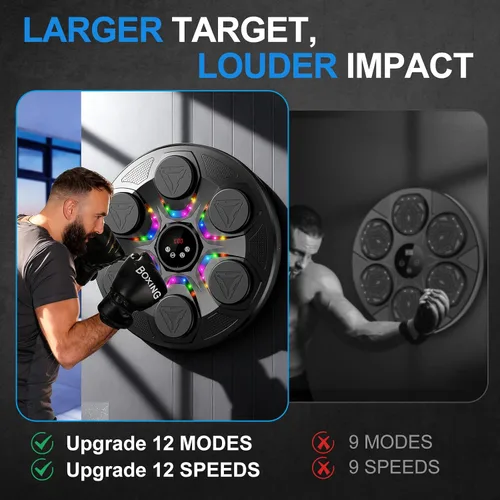 Vista 2 de Upgrade Music Boxing Machine For Adults Kids, Interactive Music Punching Machine with Gloves 12 Modes 12 Speeds, Wall Mounted Electronic Boxing