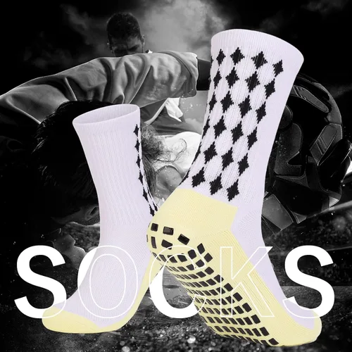Vista 6 de L04AYABY Grip Socks - Calcetines deportivos de fútbol para hombre, antideslizantes, calcetines acolchados para correr, fútbol, paquete de 134