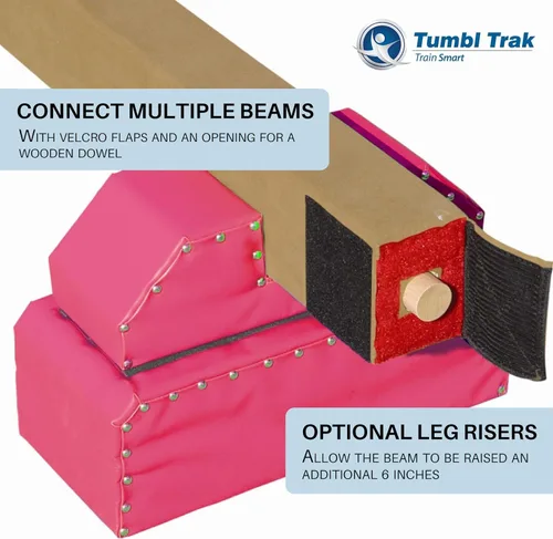 Vista 3 de Tumbl Trak viga de equilibrio modelo Brianna de gamuza. Rosado