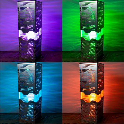 Vista 5 de Lámpara de noche Neon Horizon Estilo futurista de aspecto metálico Linterna hecha a mano
