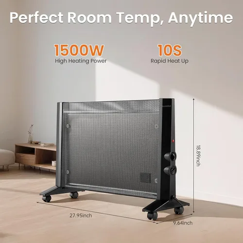 Vista 2 de Calentador de espacio para uso en interiores, habitación grande, calentador eléctrico infrarrojo de 1500 W para dormitorio, oficina, protección