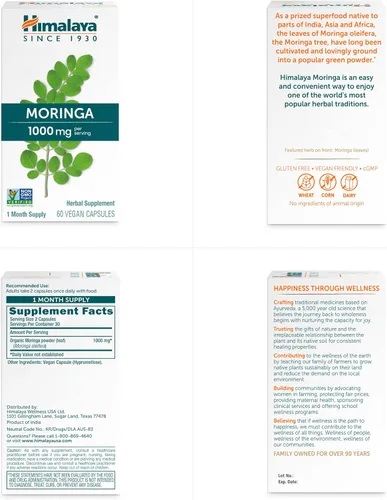 Vista 7 de Himalaya Moringa - Suplemento antioxidante de superalimentos a base de hierbas que apoya el bienestar, la vitalidad y el estrés oxidativo, vegano