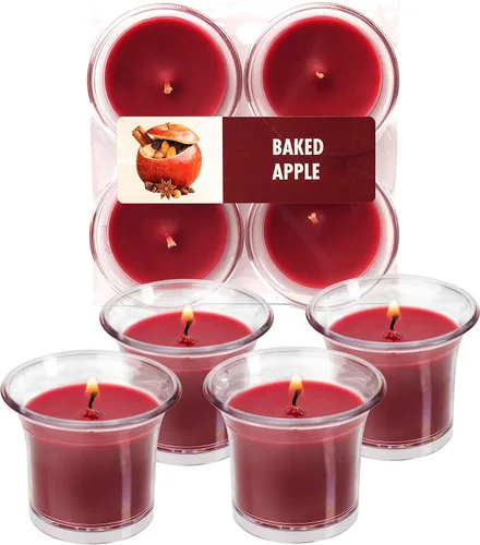 Vista 14 de HYOOLA Clear Cup Velas votivas perfumadas – Citronela – 12 horas de tiempo de combustión – Paquete de 4 – Fabricado en Europa Amarillo Citronela