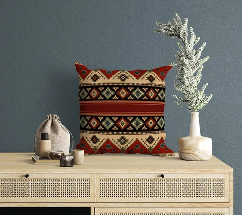 Vista 3 de Fundas de almohada étnicas tribales, decoración occidental, estilo bohemio, azteca, rojo y negro, fundas de almohada para decoración del hogar al
