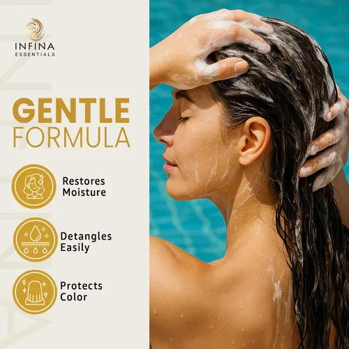 Vista 4 de Champú y acondicionador de agua dura - Limpiador quelante 2 en 1 para eliminación de acumulaciones, cabello suave y brillante - Con complejo