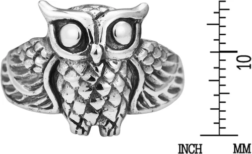 Vista 4 de Anillo de plata de ley 925 de AeraVida Chubby Wise Owl