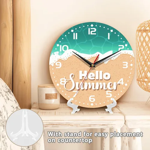 Vista 5 de Reloj para sala de estar, Hello, reloj de pared de verano, silencioso sin tictac, funciona con pilas, 10 pulgadas, decoración del hogar para sala