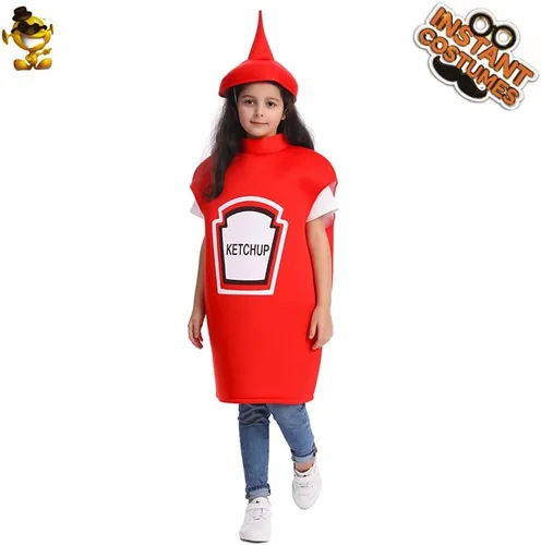 Vista 4 de DSplay Disfraz de salsa de tomate de mostaza para niños, fiesta de Halloween