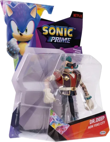 Vista 8 de Sonic Prime Dr. Deep - Figura de acción de 5 pulgadas de Yoke City, 13 puntos de articulaciones. A partir de 3 años