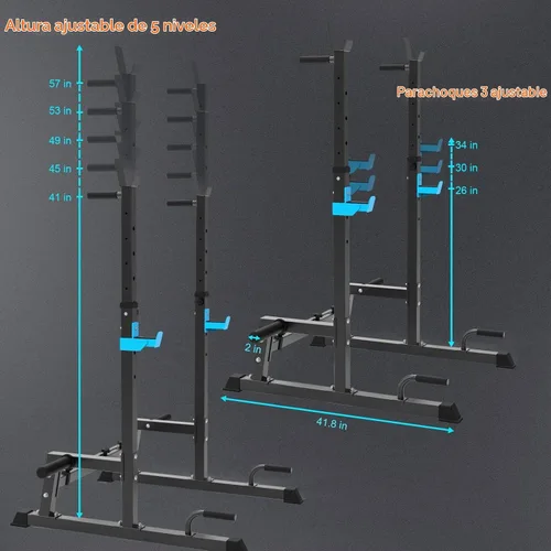 Vista 4 de JX FITNESS Soporte para sentadillas de 660 libras ajustable para gimnasio