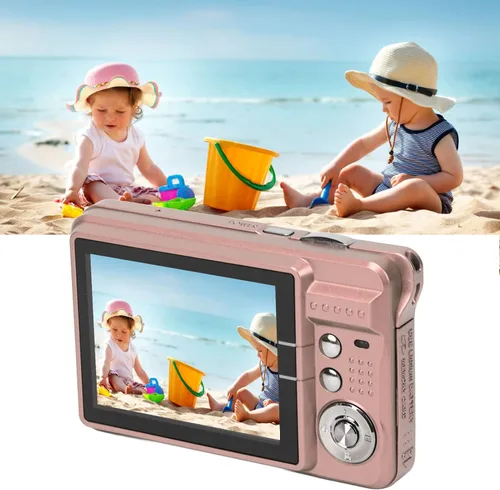 Vista 3 de Cámara digital, 48MP 2.7in LCD 4K Vlogging Cámara para disparar (rosa)
