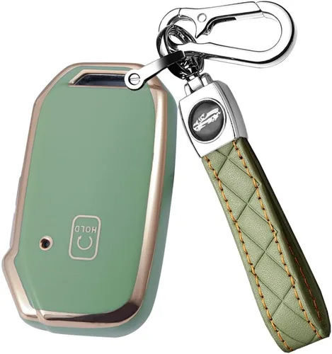 Vista 7 de ontto Llavero de 5 botones para llavero Kia Smart Remote con llavero para Sportage Stinger Cerato Ceed Forte TPU Key Bag Beige