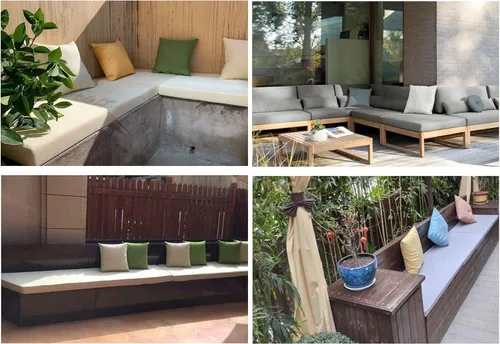 Vista 7 de Cojín impermeable para silla de banco para interior y exterior, cojín de asiento para jardín largo