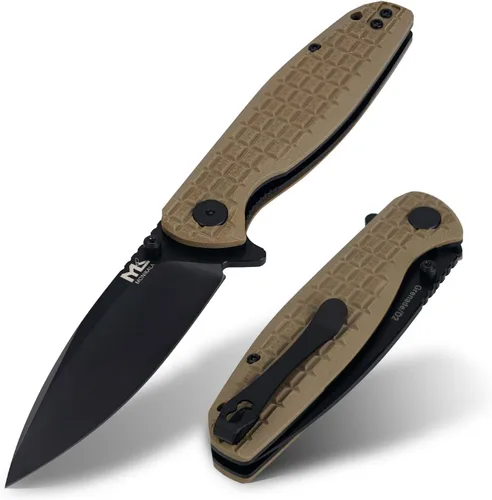 Vista 8 de Cuchillo plegable – Cuchillo de bolsillo plegable de acero D2 de 3.5 pulgadas, mango G10, apertura y cierre con una sola mano, rodamientos de bolas