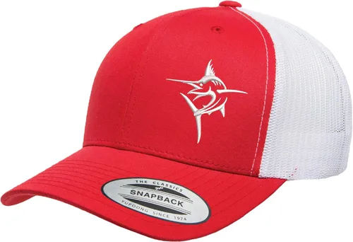 Vista 14 de Embroidered Swordfish Trucker Hat for Men & Women – Adjustable Mesh Back Snapback Baseball Cap for Fishing Negro-swwt