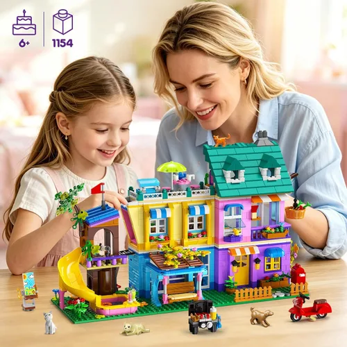 Vista 2 de HOGOKIDS Juguete de construcción de casa familiar con luz para niñas
