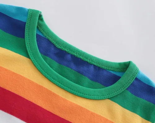 Vista 5 de Camisetas de manga larga de algodón para niños con diseño de rayas arcoíris