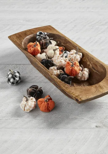 Vista 2 de Mud Pie Juego de 24 calabazas de otoño, multicolor, 2.5 x 2 pulgadas de diámetro, lona y algodón